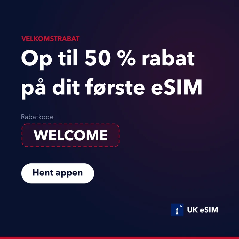 UK eSIM-rabatkode — WELCOME, 15% rabat