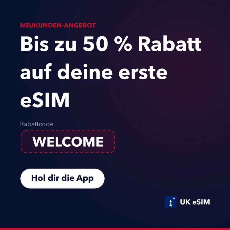 UK eSIM Promocode — WELCOME: 15 % Rabatt
