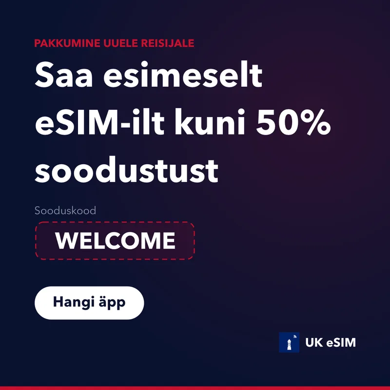 UK eSIM-i sooduskood — WELCOME, 15% soodustust