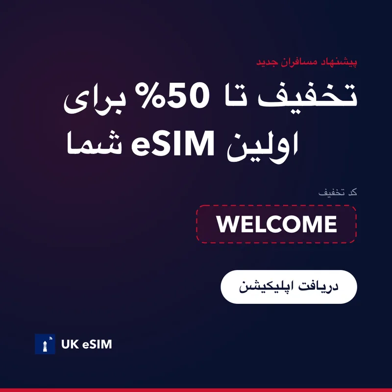 کد تخفیف UK eSIM — WELCOME، 15% تخفیف