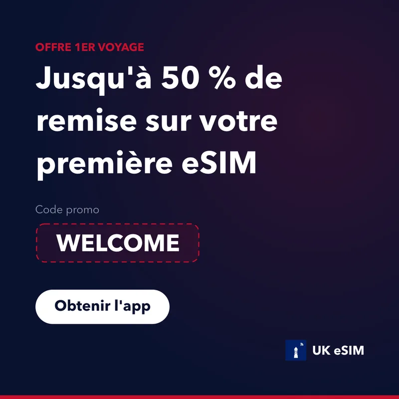 Code Promo UK eSIM — WELCOME, 15 % de remise
