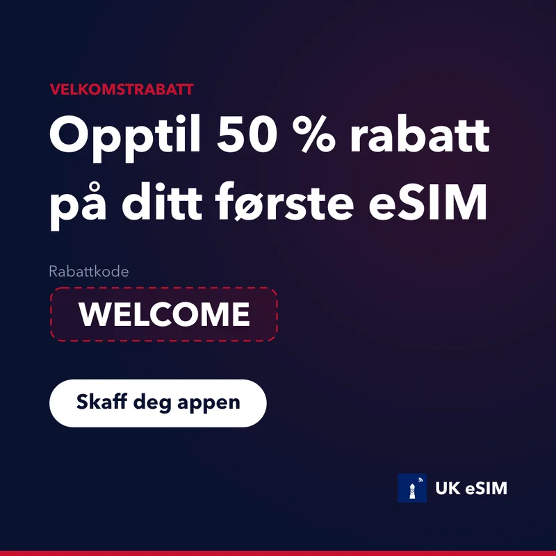 UK eSIM-rabattkode — WELCOME, 15% rabatt