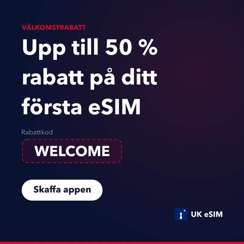 UK eSIM-rabattkod — WELCOME, 15% rabatt