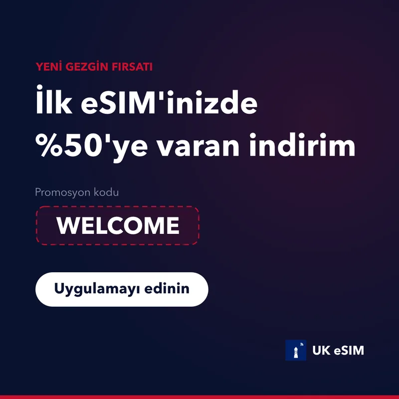 UK eSIM Promosyon Kodu — WELCOME, %15 İndirim