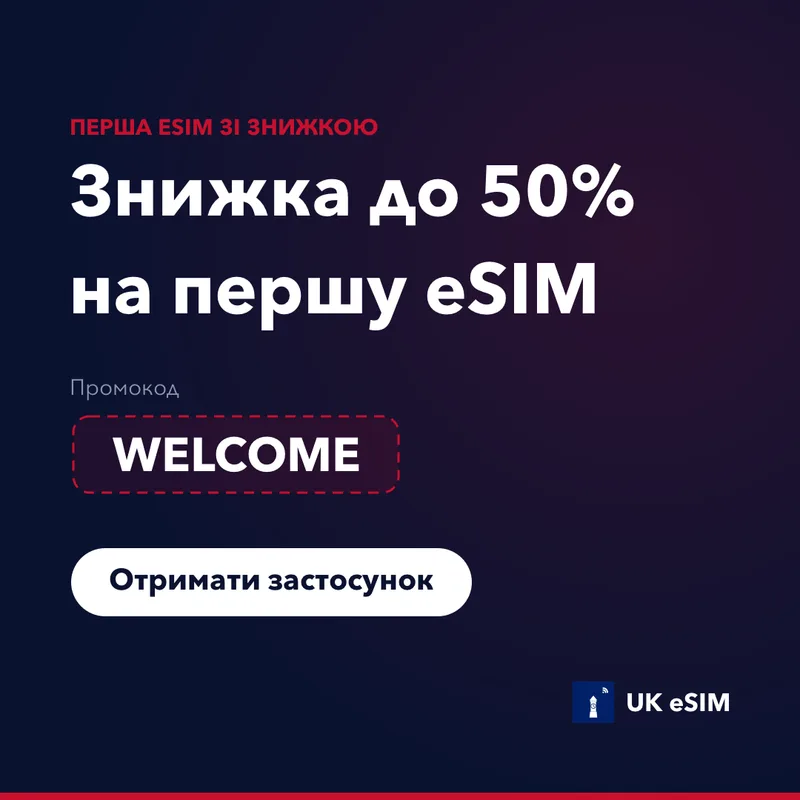 Промокод UK eSIM — WELCOME, знижка 15%