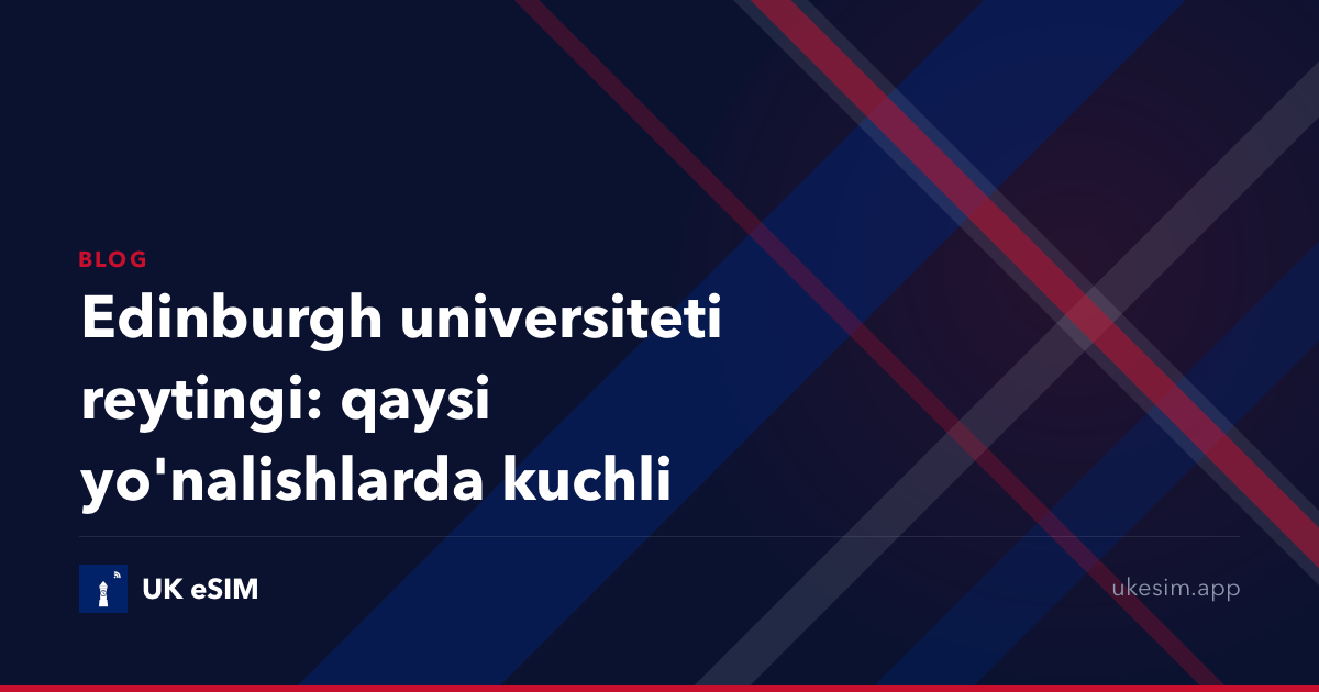 Edinburgh universiteti reytingi: qaysi yo'nalishlarda kuchli